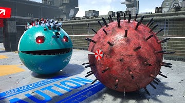 Pacman and Chain Chomp’s Brave Escape from a Deadly Robot Labyrinth Full of Traps and Monsters