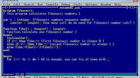 Fibonacci numbers in Free Pascal