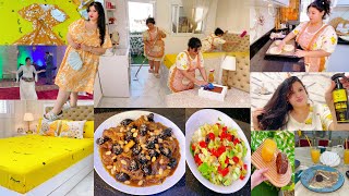 روتين  الحقيقي شهر 6☀️خملت بيتي تفريشة ذ صيف طبق لحم بالبرقوق مدغمر فوجت مع شيخات💃🏻