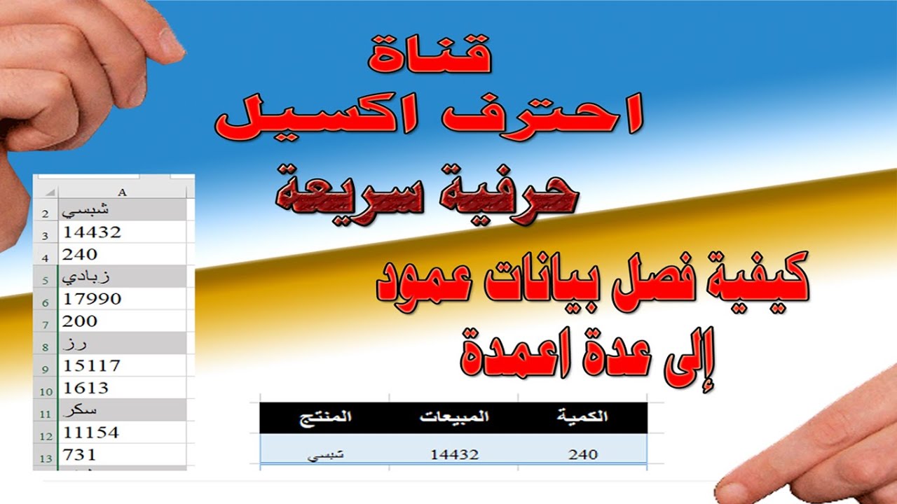 كيفية فصل بيانات عمود إلى عدة أعمدة