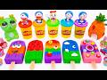 Cómo hacer helado de arena cinética arcoíris y cortar ASMR PlayDoh Doraemon 🌈 Soft Sand B