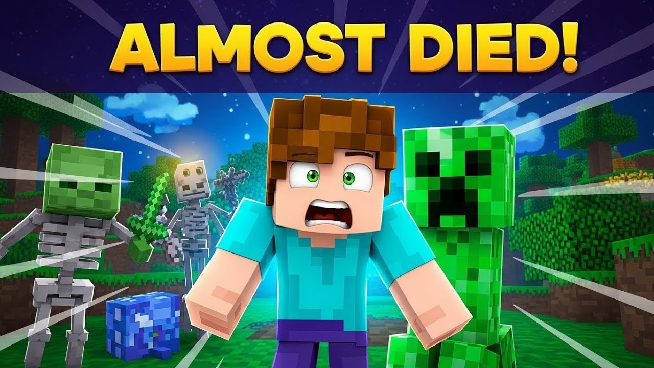 Minecraft Survival Day 1 | Almost Died on First Night 😱 - YouTube
