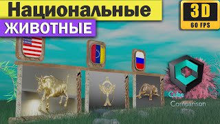 Национальные животные стран! Сравнение символов стран в 3D!