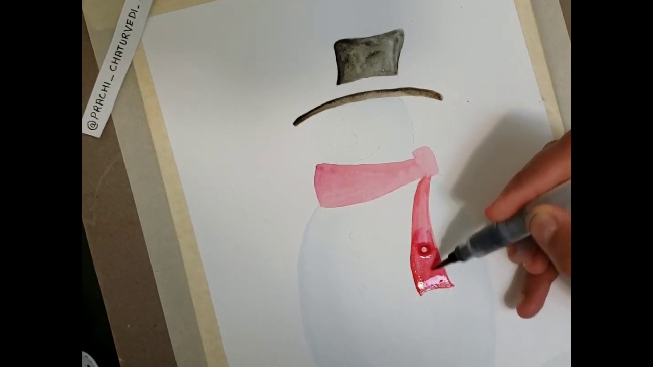 Winter theme easy paintingsPart 4/Snowman in watercolors YouTube