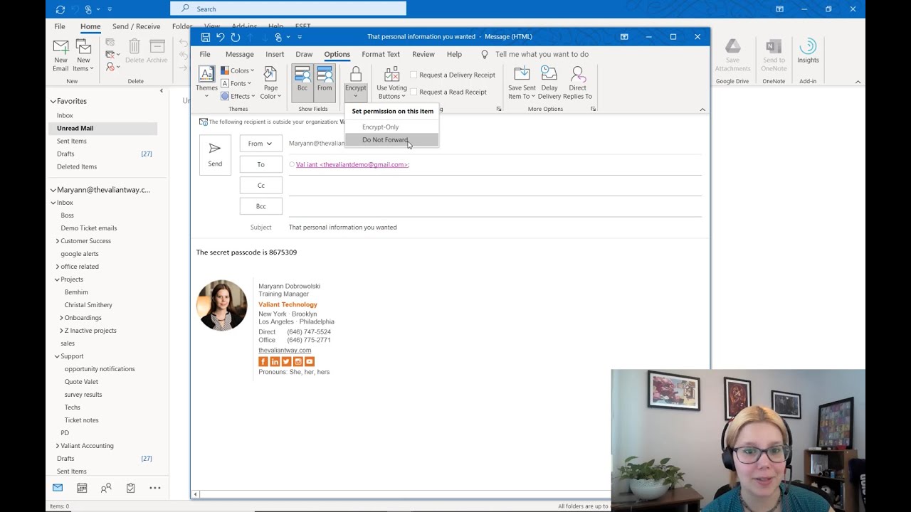 How to send a secure email in Outlook