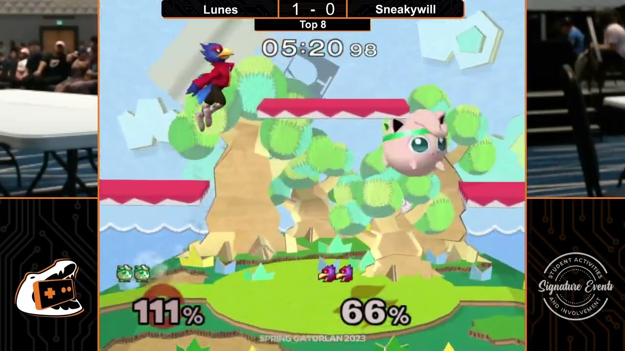 Lunes (Jigglypuff) vs Sneakywill (Falco) - Melee Top 8 - GatorLAN Spring 2023