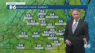 More clouds Sunday, slight chance of rain