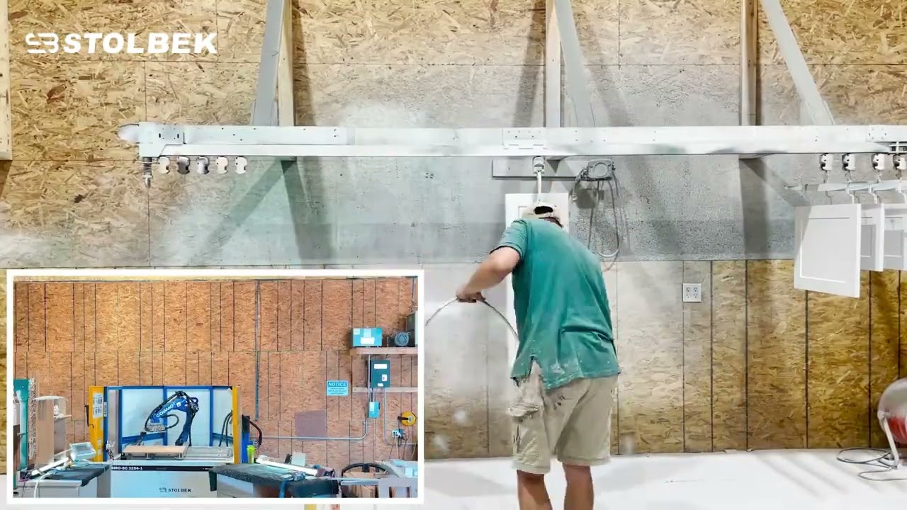 Stolbek Cosmo SC Sanding Robot Connecting processes between sanding, the spray booth & Guffey System