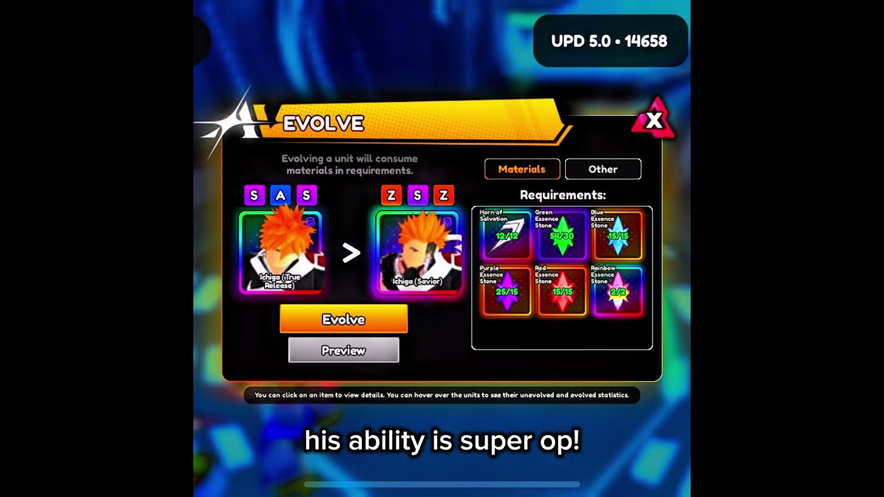 Evolving Ichigo (True Release) to Ichigo (Saviour) in Anime Vanguards | 