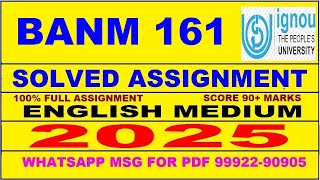 BANM 161 solved assignment 2025 || banm 161 solved assignment 2025 in English || ignou banm161 2025
