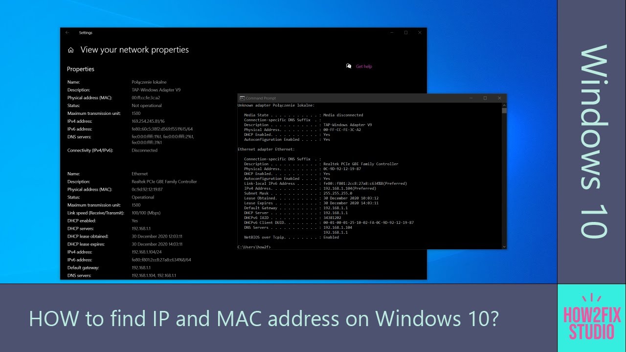 how to find ip and mac address on windows 10