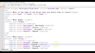 Create a form with dropbox options and file upload