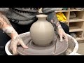 Throwing a large pot on the wheel