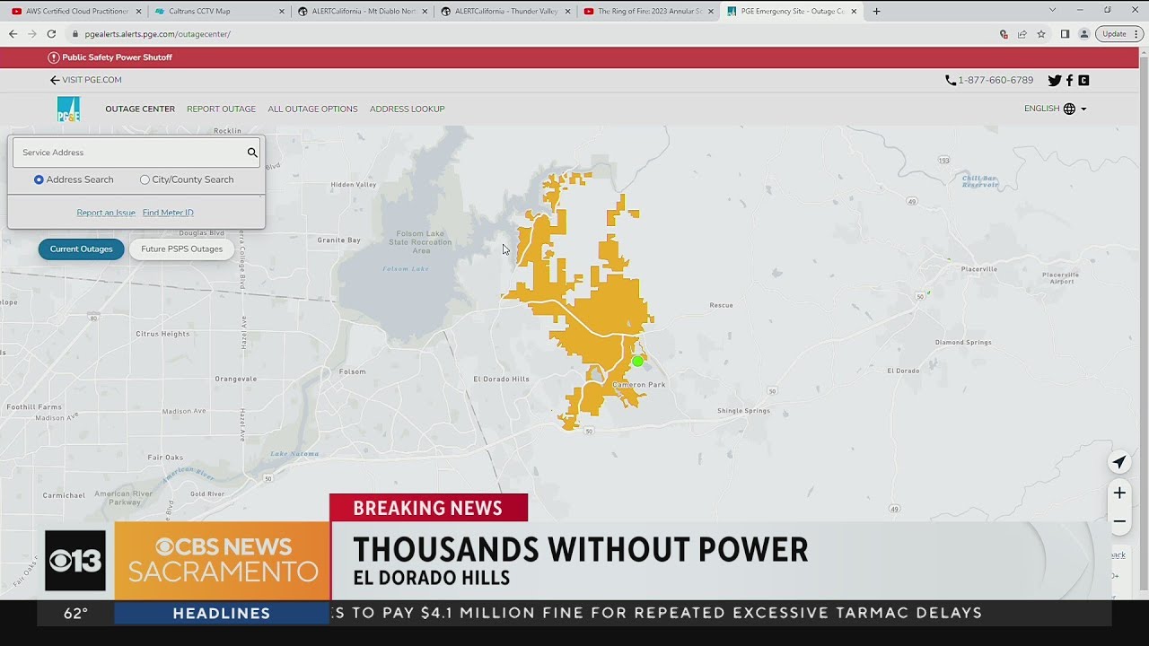 Thousands without power in El Dorado Hills - YouTube