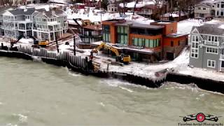 Everything Gone! Long Beach Homes Being Taken Out By Storm surge! Crazy Storm drone footage 4K