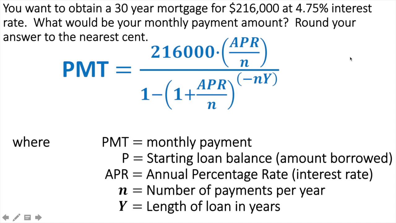 Calculating Loan Payments for a Mortgage YouTube