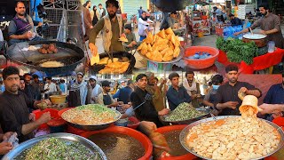 Traditional Ramadan street food in Afghanistan | chapli kabab | Channa | Lassi | Chatni | Chaat