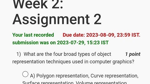 NPTEL Computer Graphics week2 Assignment2 answers #nptel #nptel2023 #nptelcourseanswers #nptelanswer