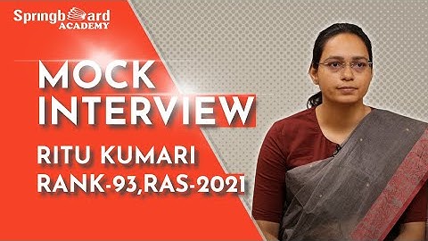 RAS Topper Ritu Kumari | Rank-93 #ras_interview #mock_interview #springboardacademyonline