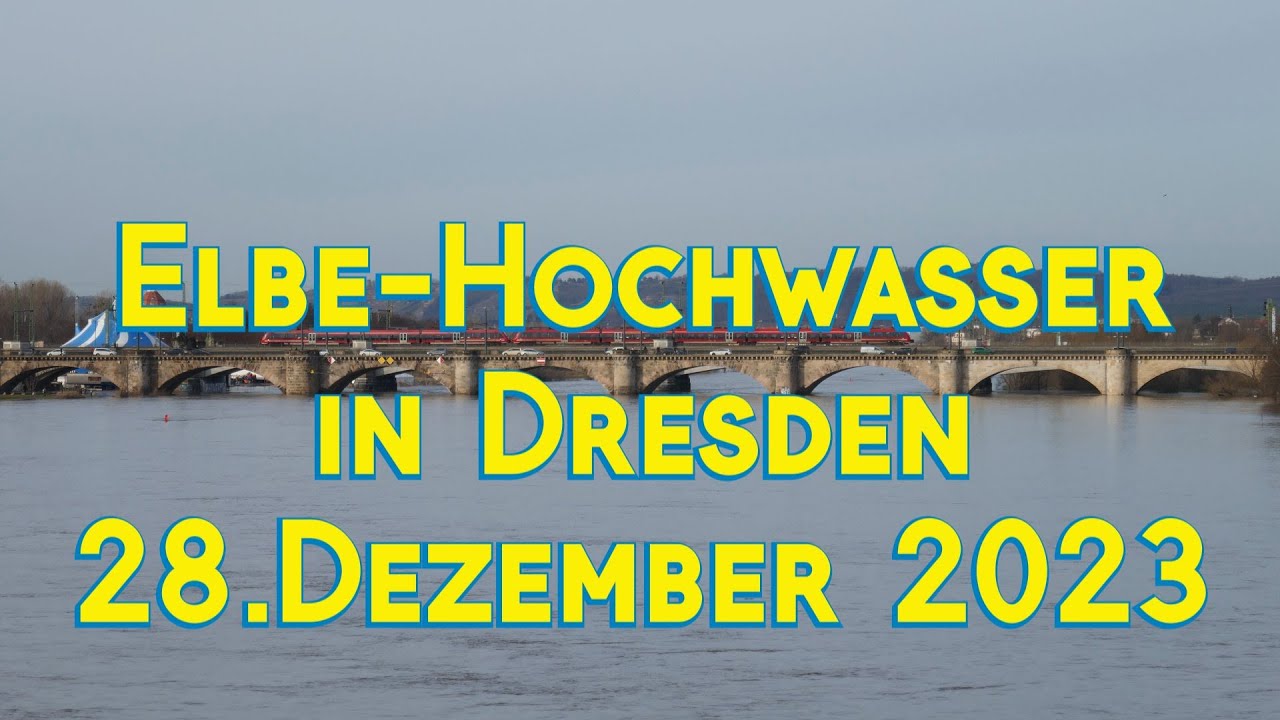 Elbe - Hochwasser in Dresden 28. Dezember 2023