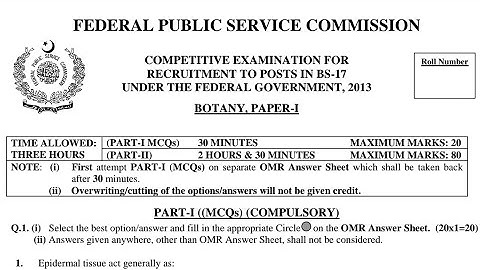 CSS PAST PAPERS - 2013 - BOTANY - OPTIONALLY SUBJECT (GROUP 5)