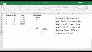 How to Calculate Ladder Cost of Advertisements Automatically Based on # of Buy-Ins in Excel.