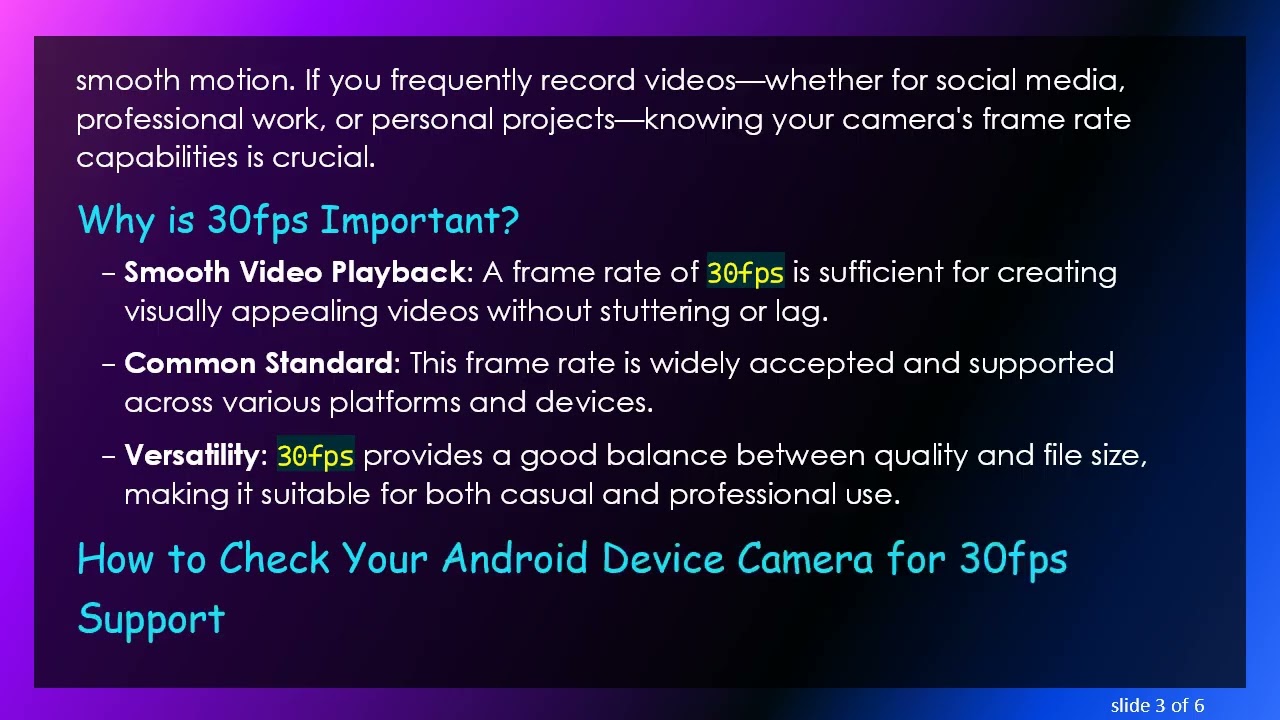 Does Your Android Device Camera Support at Least 30fps Video Recording?