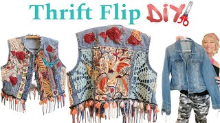 How To Turn Your Old Jean Jacket Into a Wearable Art Denim Vest
