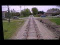 A reverse train cab view