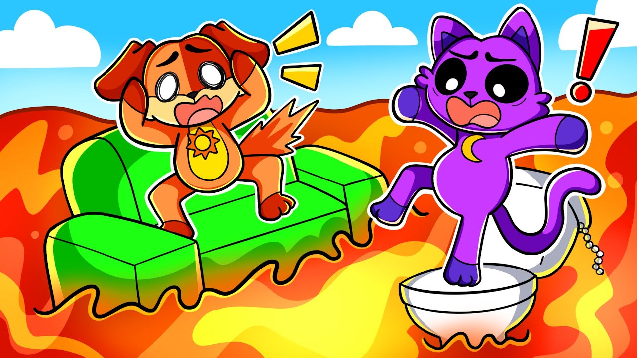 Catnap e Dogday no CHÃO É LAVA NO ROBLOX !