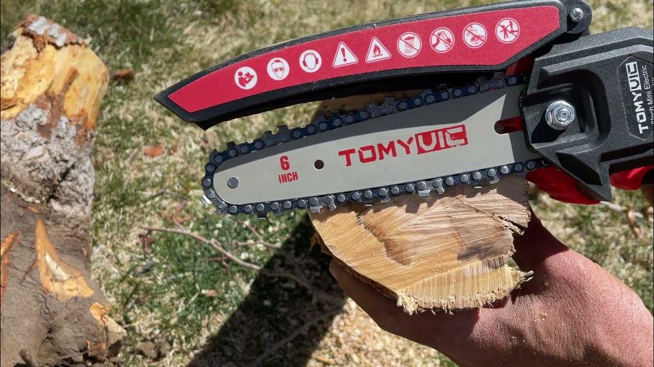 Mini Battery Electric Chain Saw with POWER! TOMYVIC 21v MAX - YouTube
