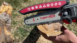 Mini Battery Electric Chain Saw with POWER! TOMYVIC 21v MAX