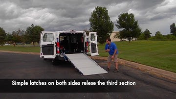 Ford Transit Low Roof with WM Systems three section loading ramp featuring spring assist and swivel