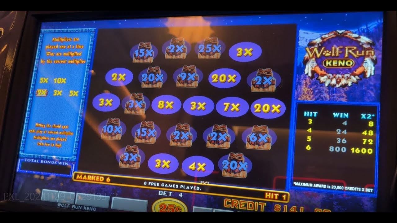 Extreme Wolf Run Keno bonus