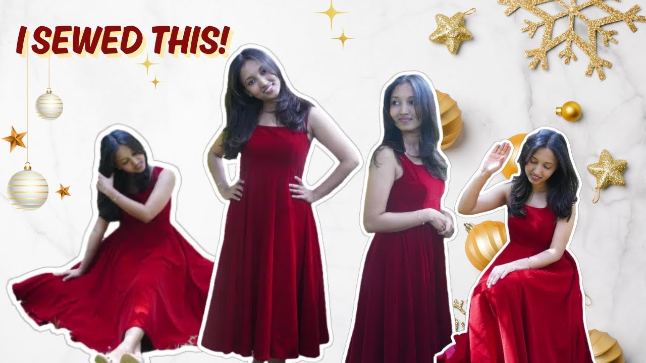 How I Made This Elegant Christmas Dress At Home 🤩🎄✨ | Step By Step Sewing Tutorial For Beginners ✅️