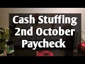 Cash Stuffing 2nd October Paycheck