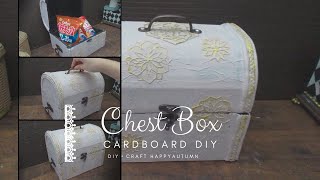 DIY treasure chest box / storage box / from Recycled Cardboard / craft ideas / ダンボール工作の宝箱