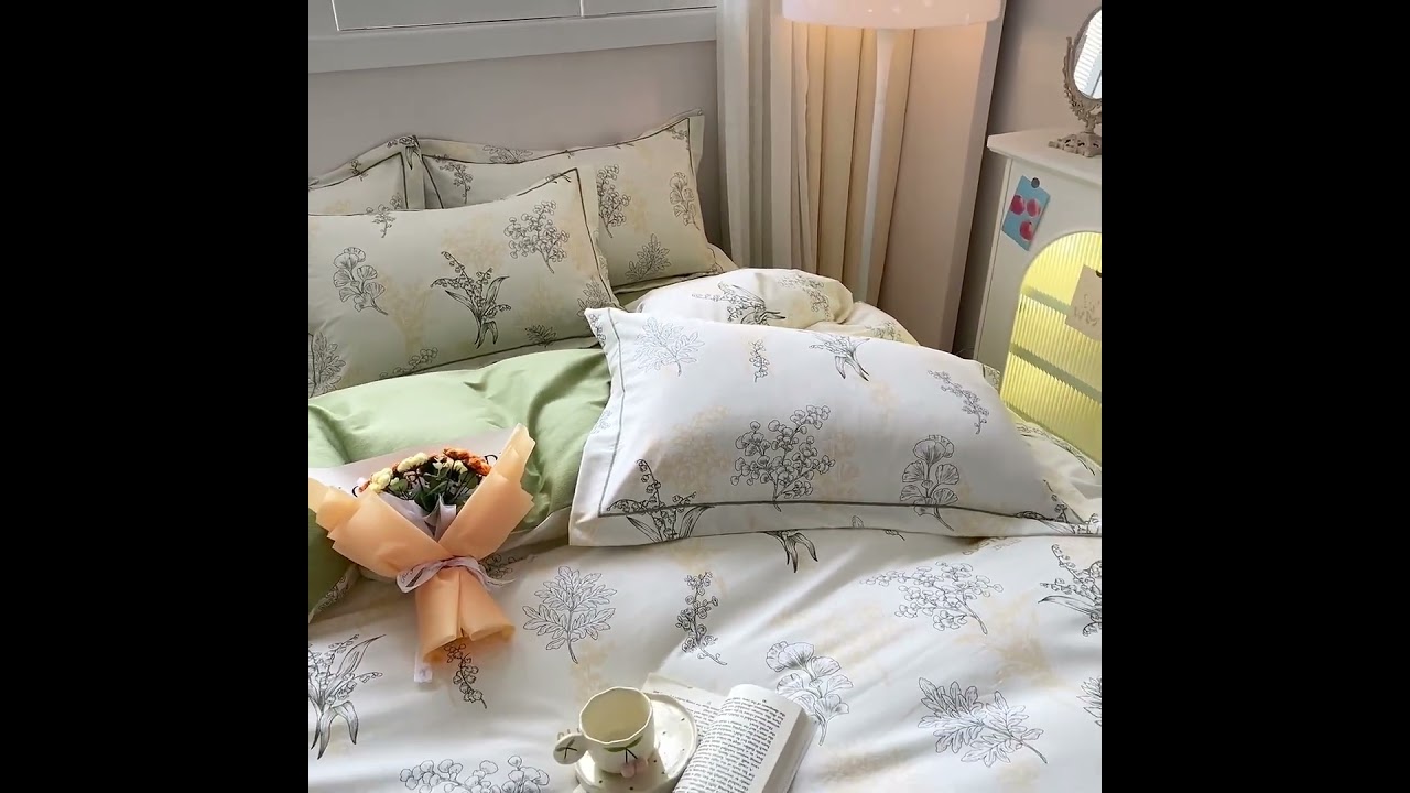 Idyllic plant flower cotton printed bedding set
