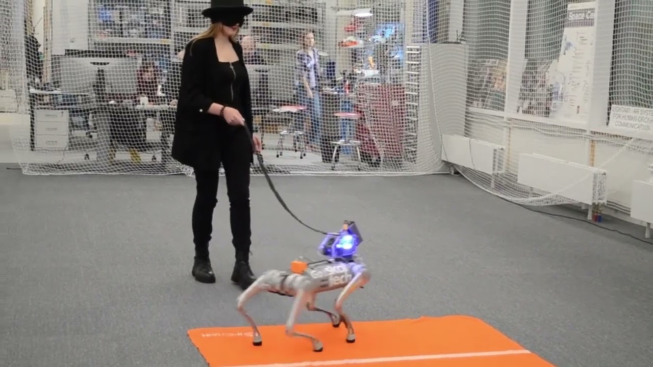 DogSurf: Quadruped Robot Capable of GRU-based Surface Recognition for Blind Person Navigation