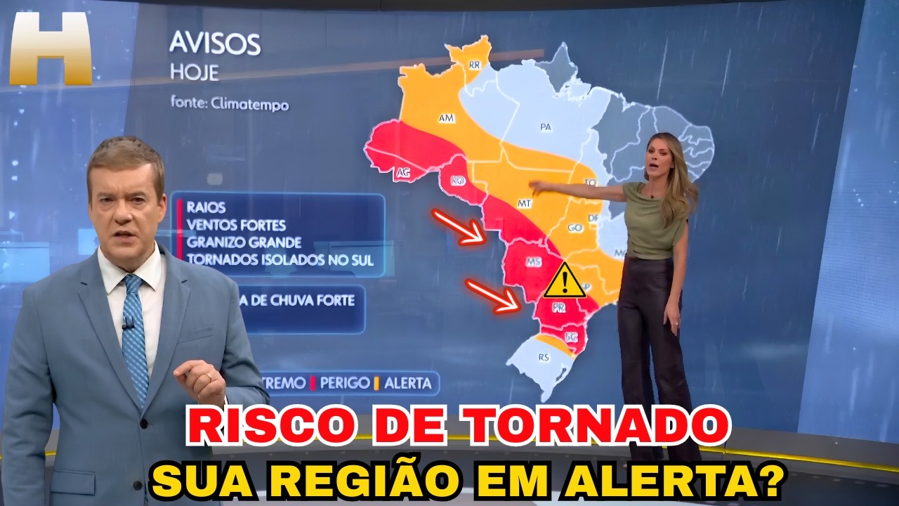 ⚠️ PERIGO! Risco de tornados e tempestades hoje | Previsão do Tempo Jornal Hoje