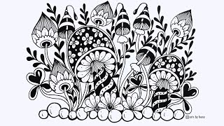 Easy zentangle mushroom drawing step by step | zentangle art | mushroom drawing