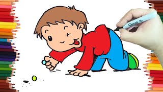 How to draw a BOY PLAYING MARBLES step by step and VERY EASY - Coloring Pages