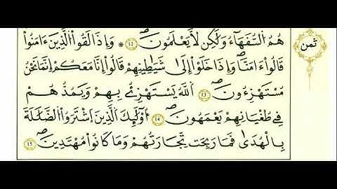 سورة البقرة من الآية 12 الى 24 مكررة برواية قالون عن نافع