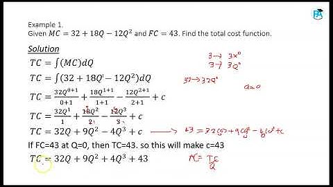 ONBEPAALD INTEGRAAL (ECONOMISCHE TOEPASSING)