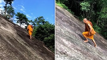 Buddhist Monk Walks Up Mountain Without Ropes @netallstars