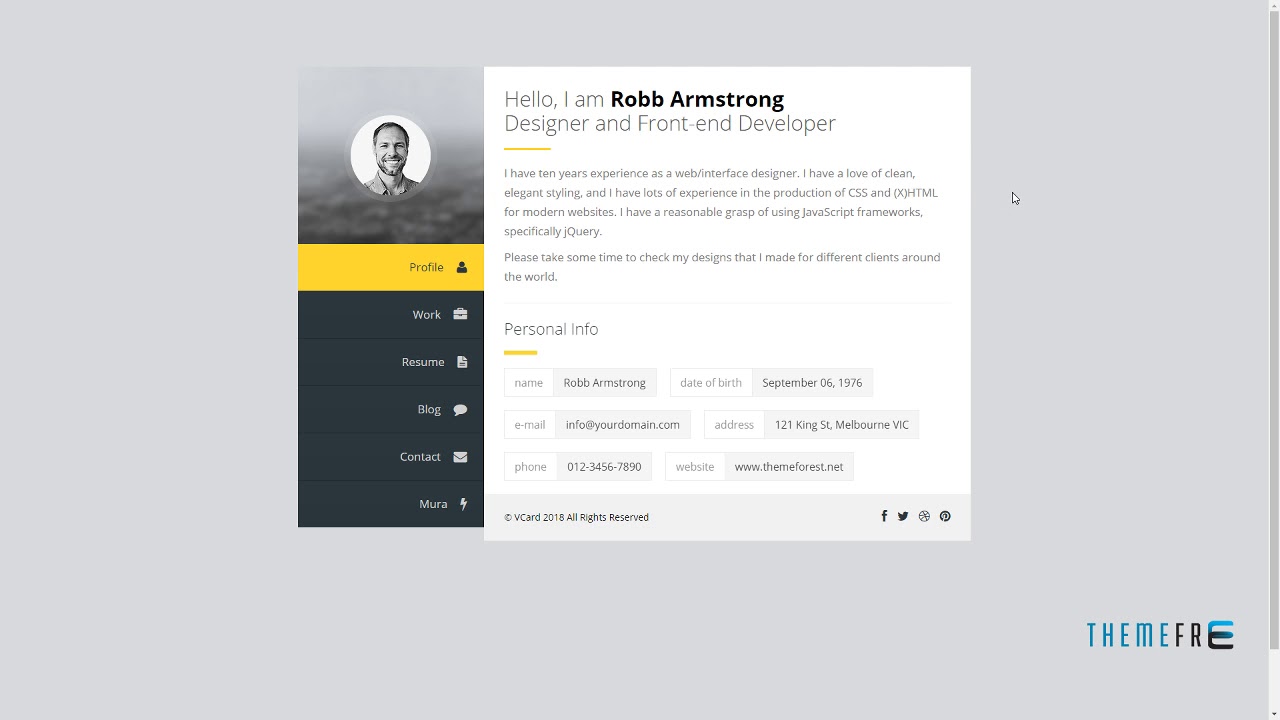 Premium vCard - Mura CMS Responsive vCard Theme        Rayner Humbert