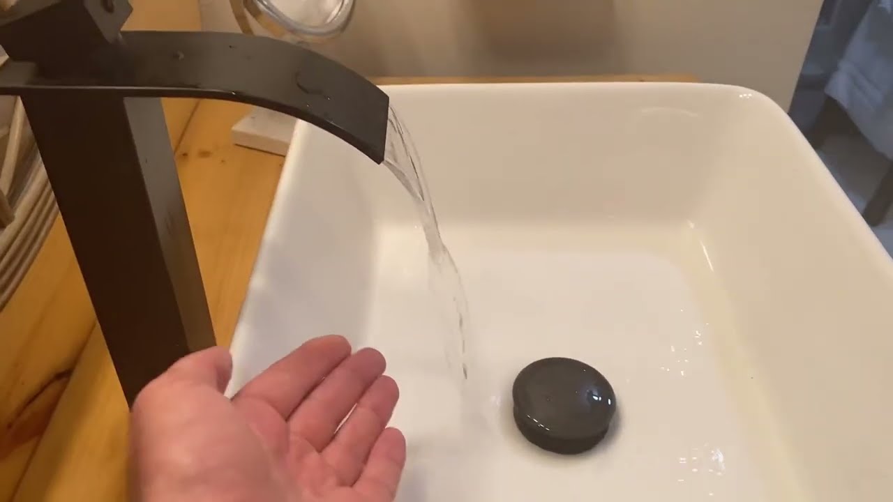 BWE Vessel Sink Faucet Modern Waterfall Matte Black Single Hole Bathroom Faucet Single Handle Review
