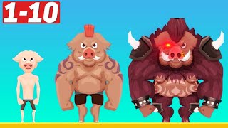 Tough Man Pig App Game Gameplay Walkthrough Level 1-10 iOS Android Hack competition fights piggy screenshot 3