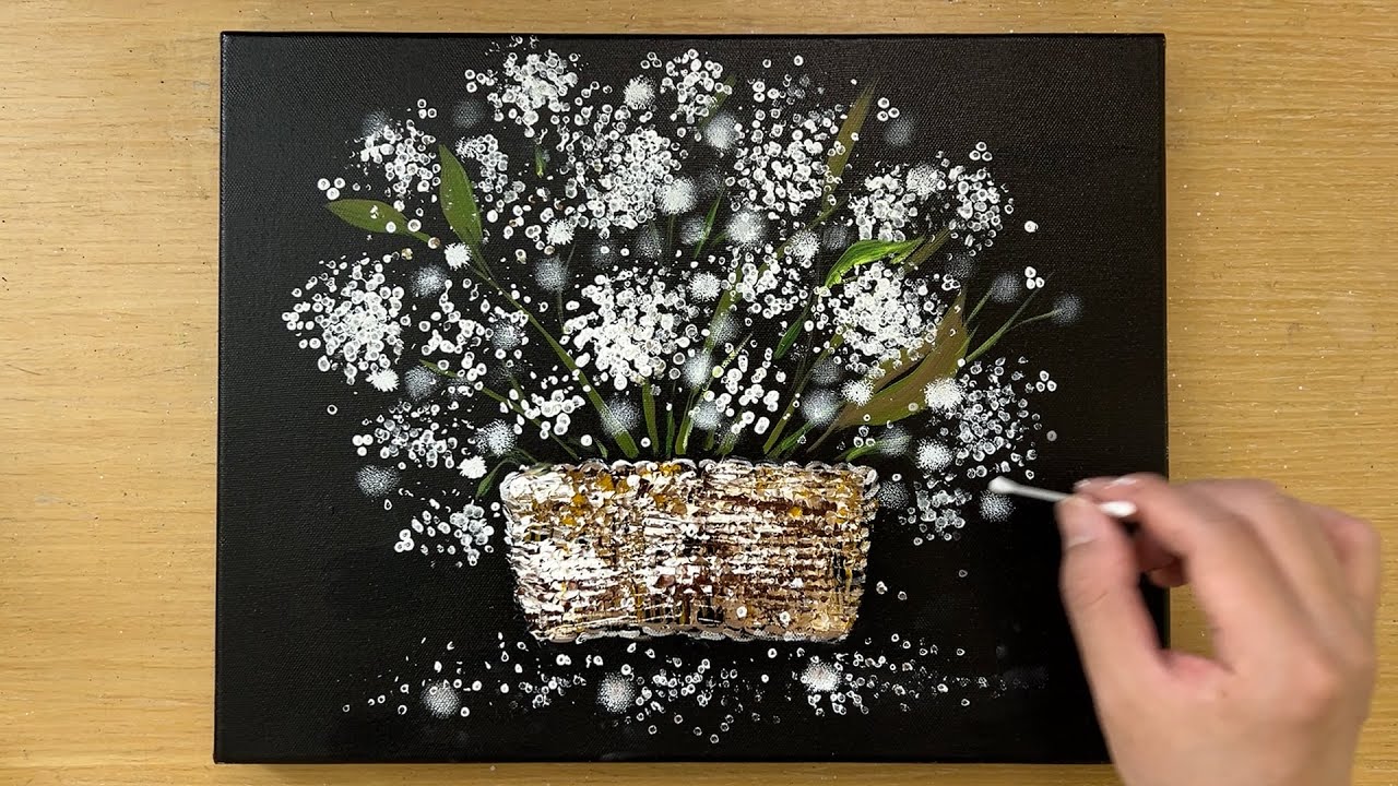 Baby's Breath Painting for Beginners / Q-Tips Painting Technique / Easy creative art