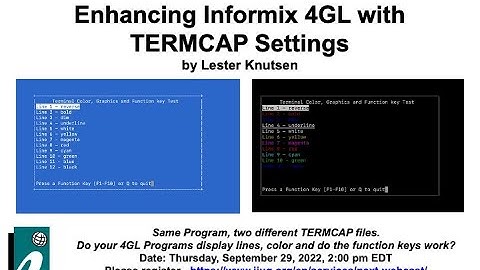 Informix TechTalk Enhancing Informix 4GL with TERMCAP Settings by Lester Knutsen